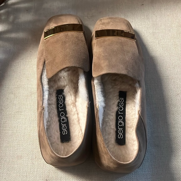 New Sergio Rossie Sr1 Womens Leather Flats Sherpa Lining 371/2 Unique - Picture 2 of 4
